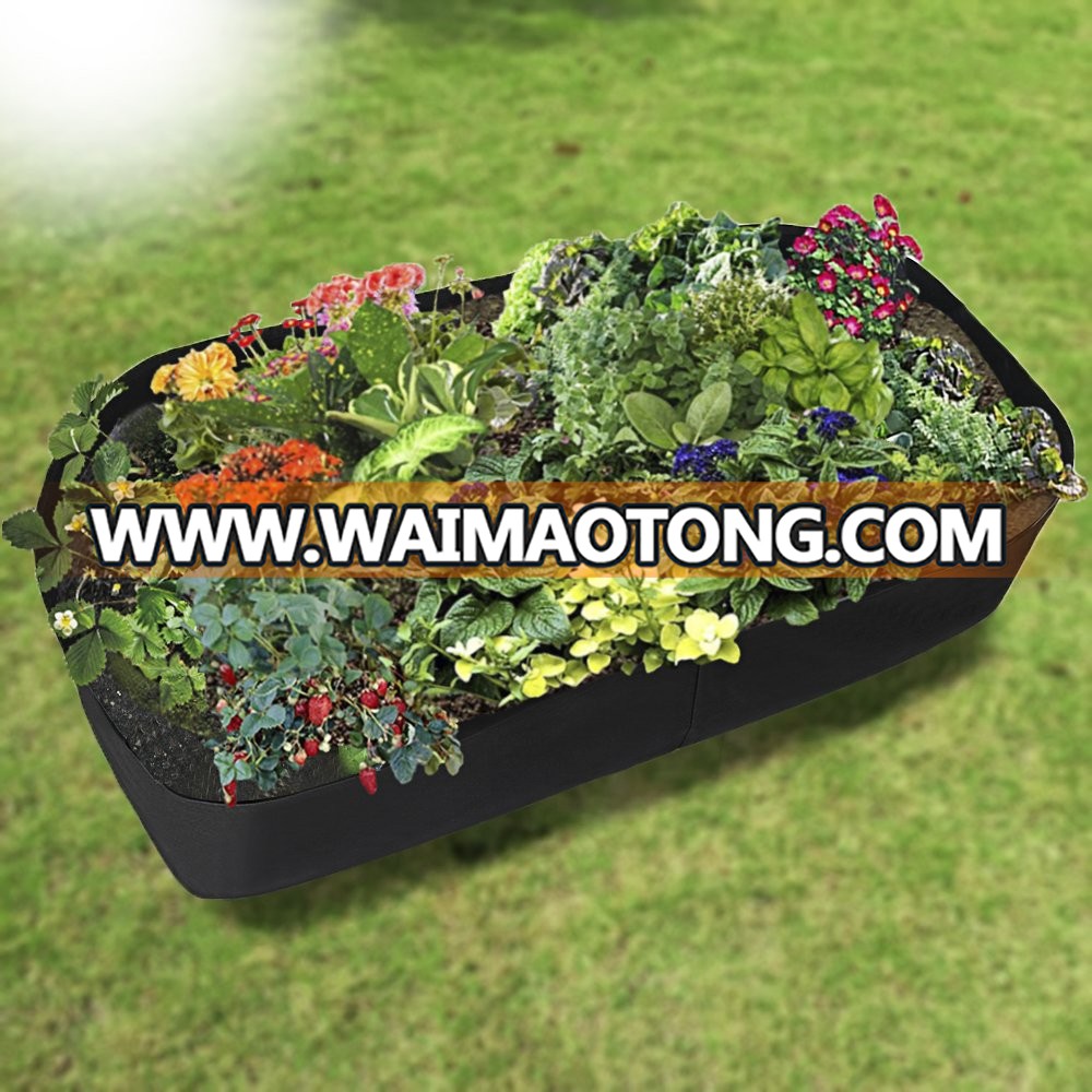 With grid Garden Grow Bags Herb Flower Vegetable Plants Bed Rectangle Planter Fabric Raised Planting Bed