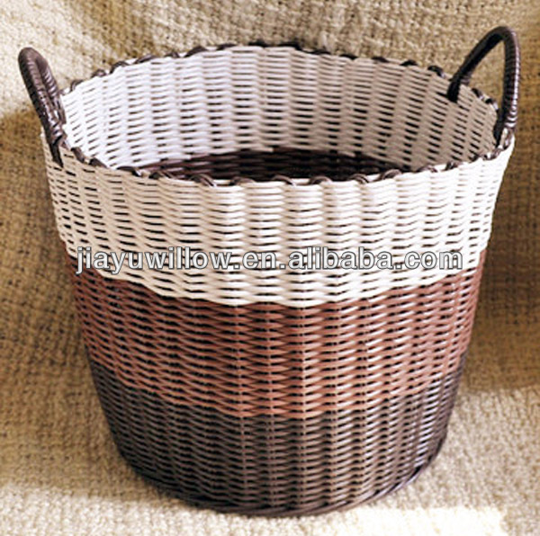 Wholesale cheap woven plastic wicker laundry basket