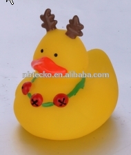 PVC Christmas bath duck deer design babies PVC tub floating duck toy