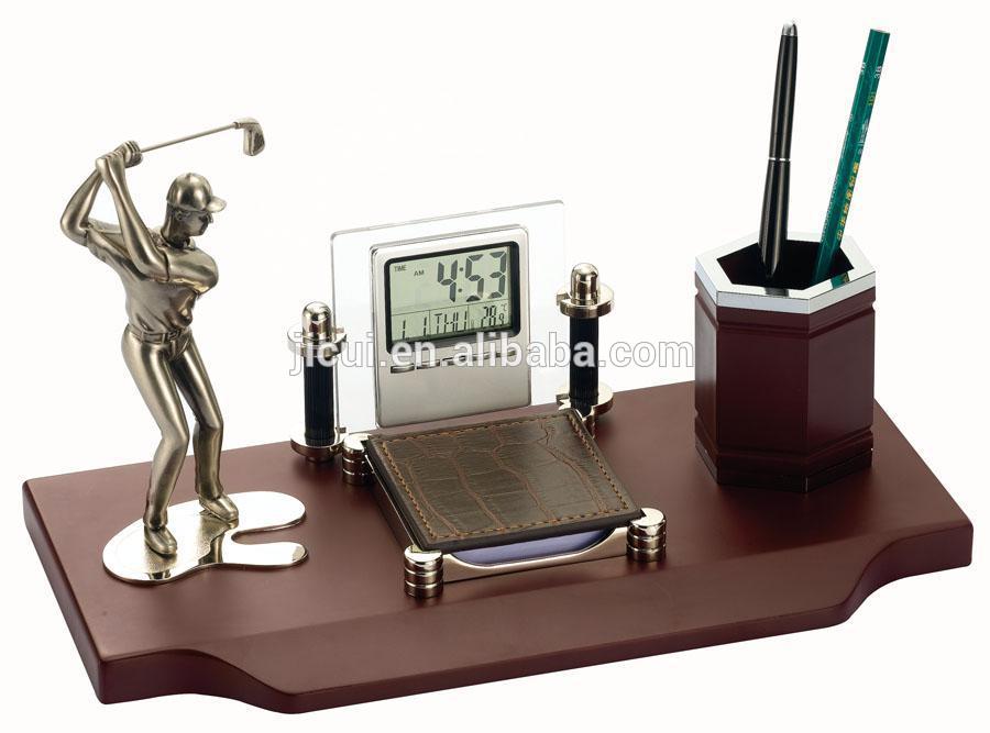 golf wood desktop for office gift clock