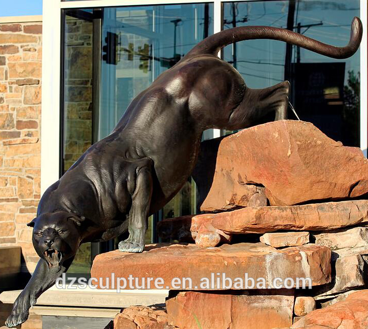 handcrafts life size bronze panther statue for school lobby