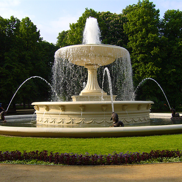 Garden decoration large outdoor travertine fountain with lions