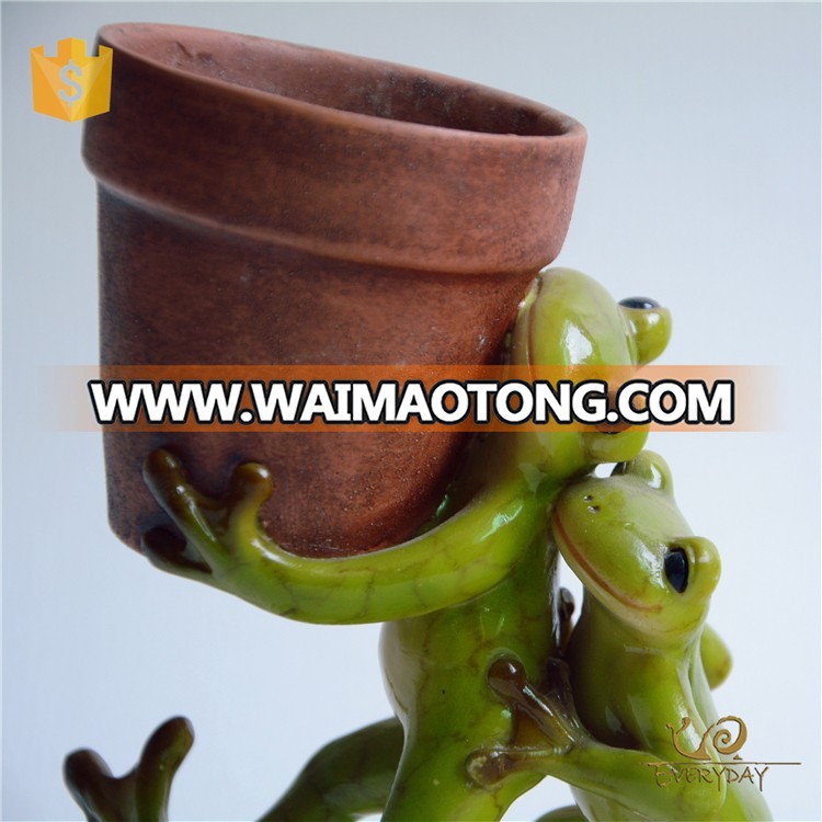 High Quality Resin Tabletop Office Desk A Planter Pot Old Stone Frog Shape 5 Inch Flower Pot