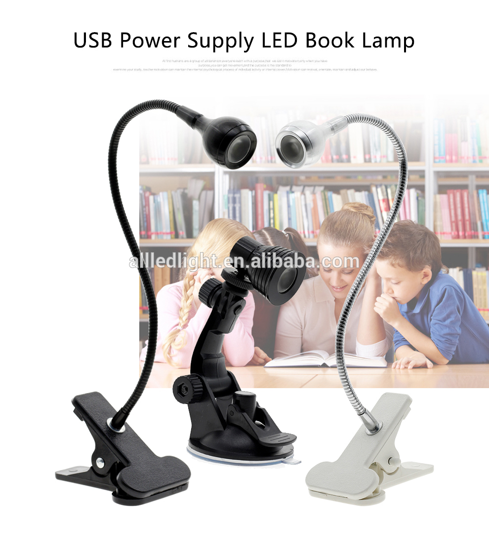 Wholesale  USB rechargeable LED Night Light Clip on Flexible Reading  Light Bed Table Desk LED Book Lamp