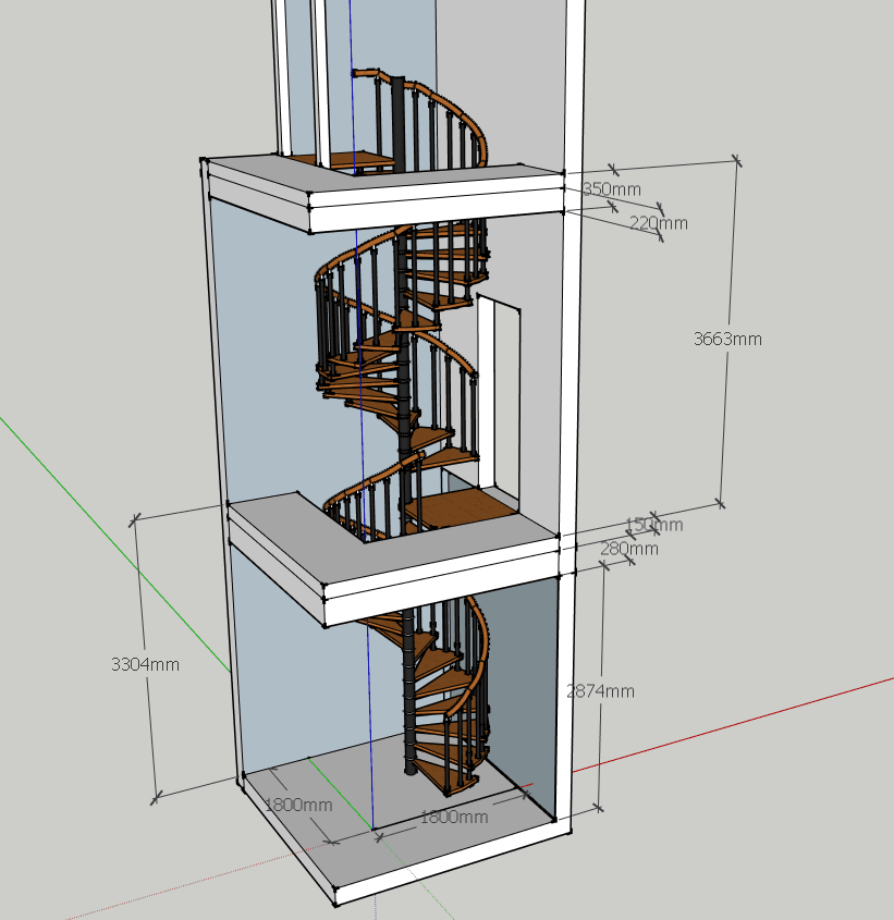 High quality anti-slip internal spiral staircase for small spiral