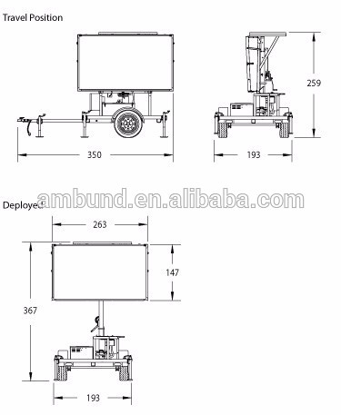 EU Series Portable Message Signs For Traffic Management, Outdoor Portable Mess Trailer For Traffic Signal Portable Message Signs