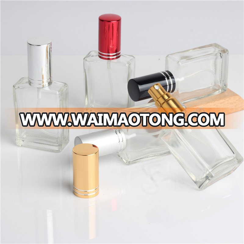 Hollow 30ml portable empty glass pump spray perfume bottle in multicolor