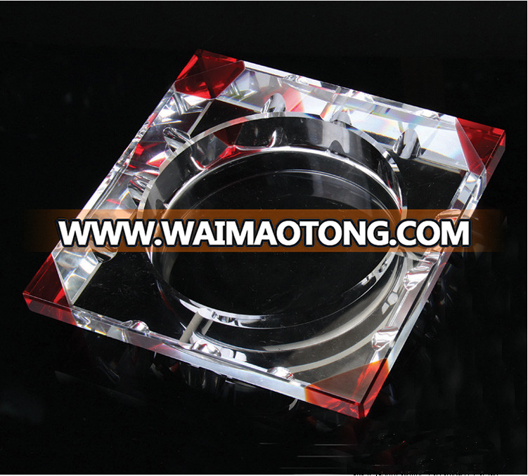 2019 hot sale beautiful glass crystal ashtray smoky gray glass crystal ashtray