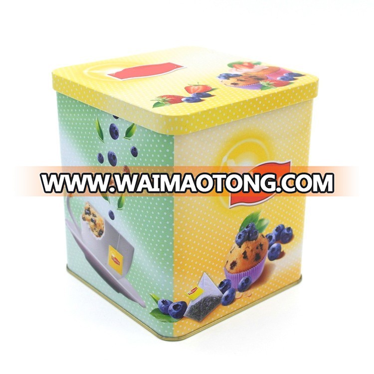 2015 hot sale square tea tin can, tin storage box for tea