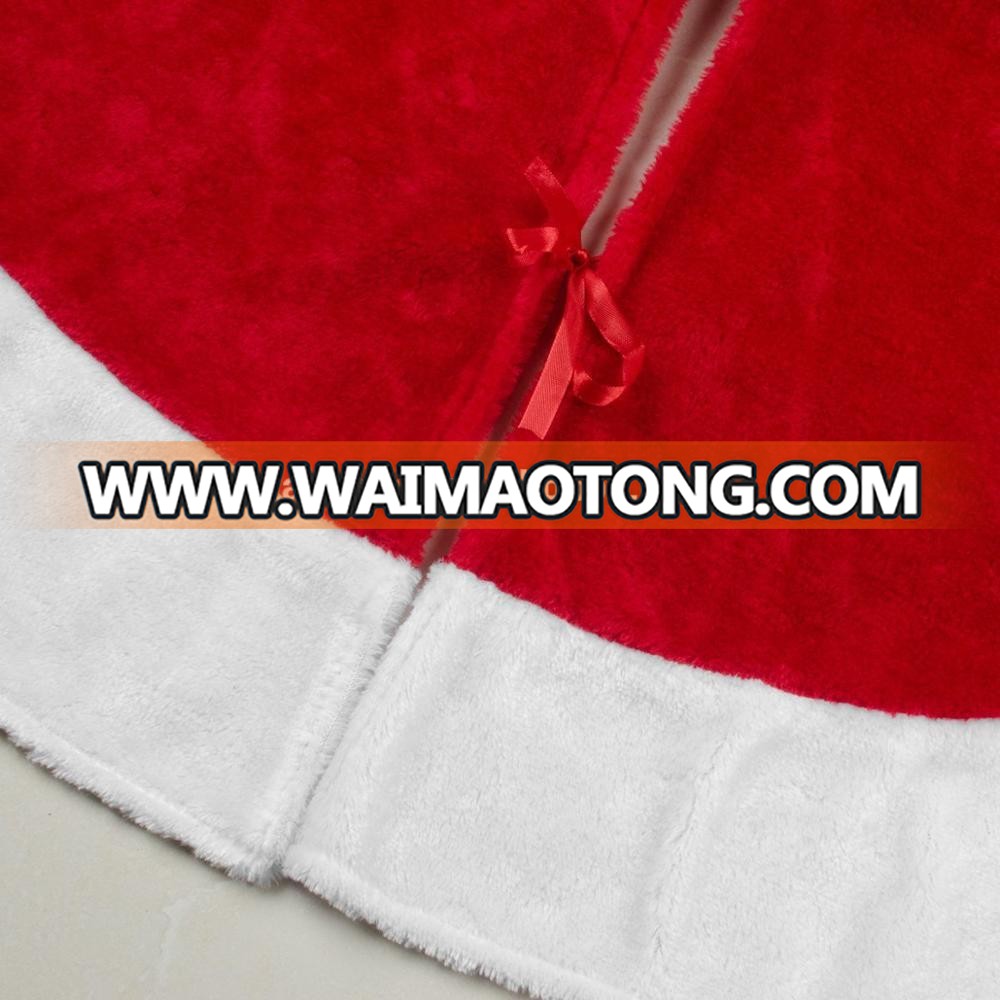 Wholesale 48 Inch Traditional Red and White Velvet Christmas Tree Skirt For Holiday Christmas Decorations Large