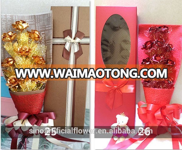 Wholesale Magic artificial flower 24K gold rose for Valentines gift