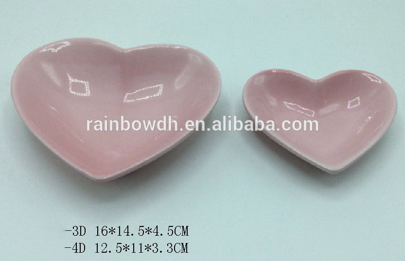 Plain White Heart Shaped Ceramic Cake Plate