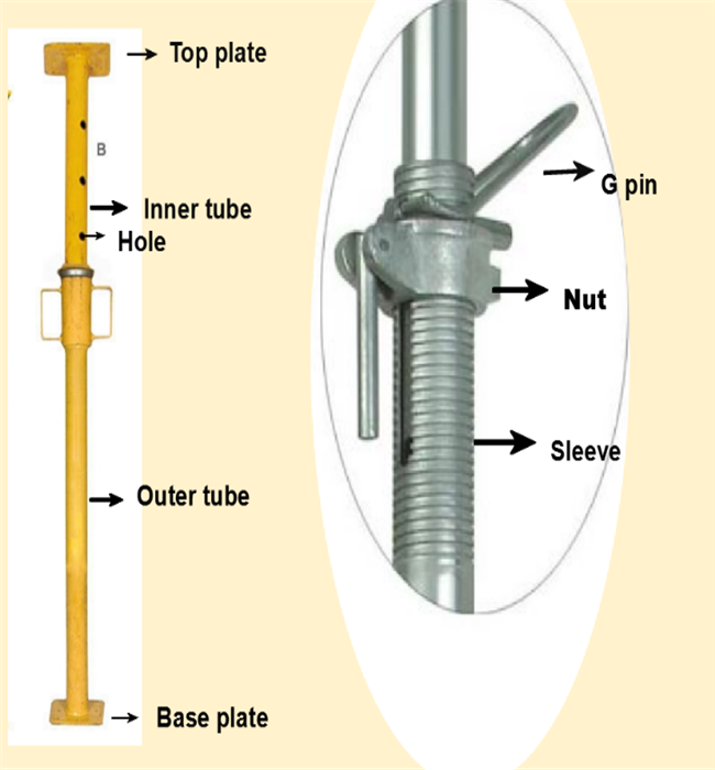 Galvanized Heavy Duty Adjustable Scaffolding Shore Steel Prop