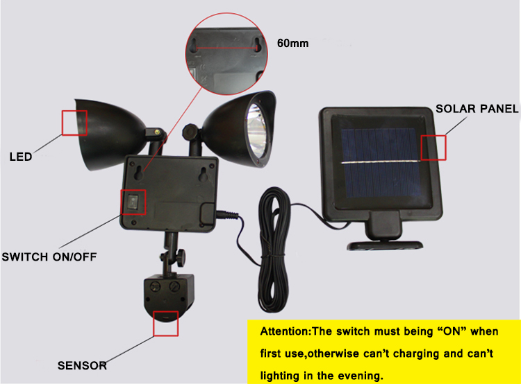 22 led 6V1.2W outdoor solar garden light lamp