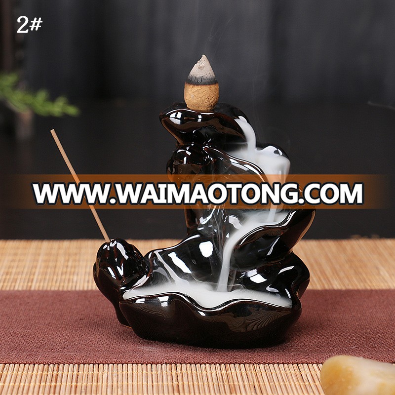 Ywbeyond Ceramic Crafts Gifts ceramic censer smoke backflow cone arabic incense burner holder Wholesale