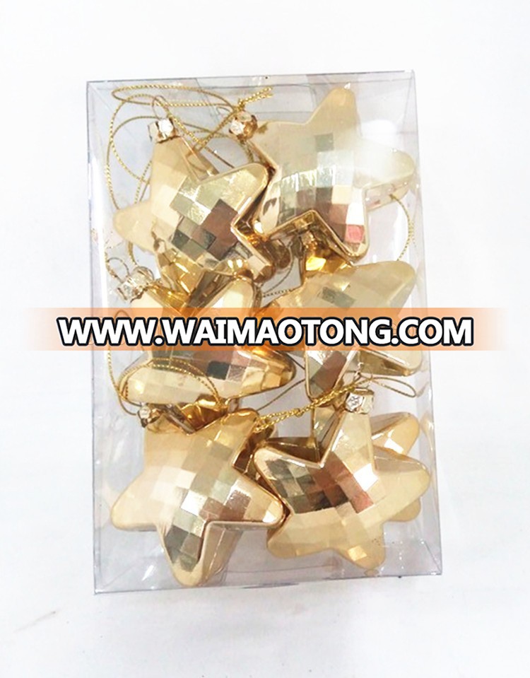 Pack of 12pcs 6cm plastic star tree decoration