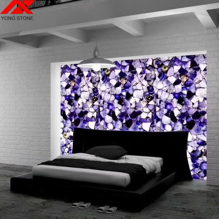 Brazil stones purple crystal slabs for wall