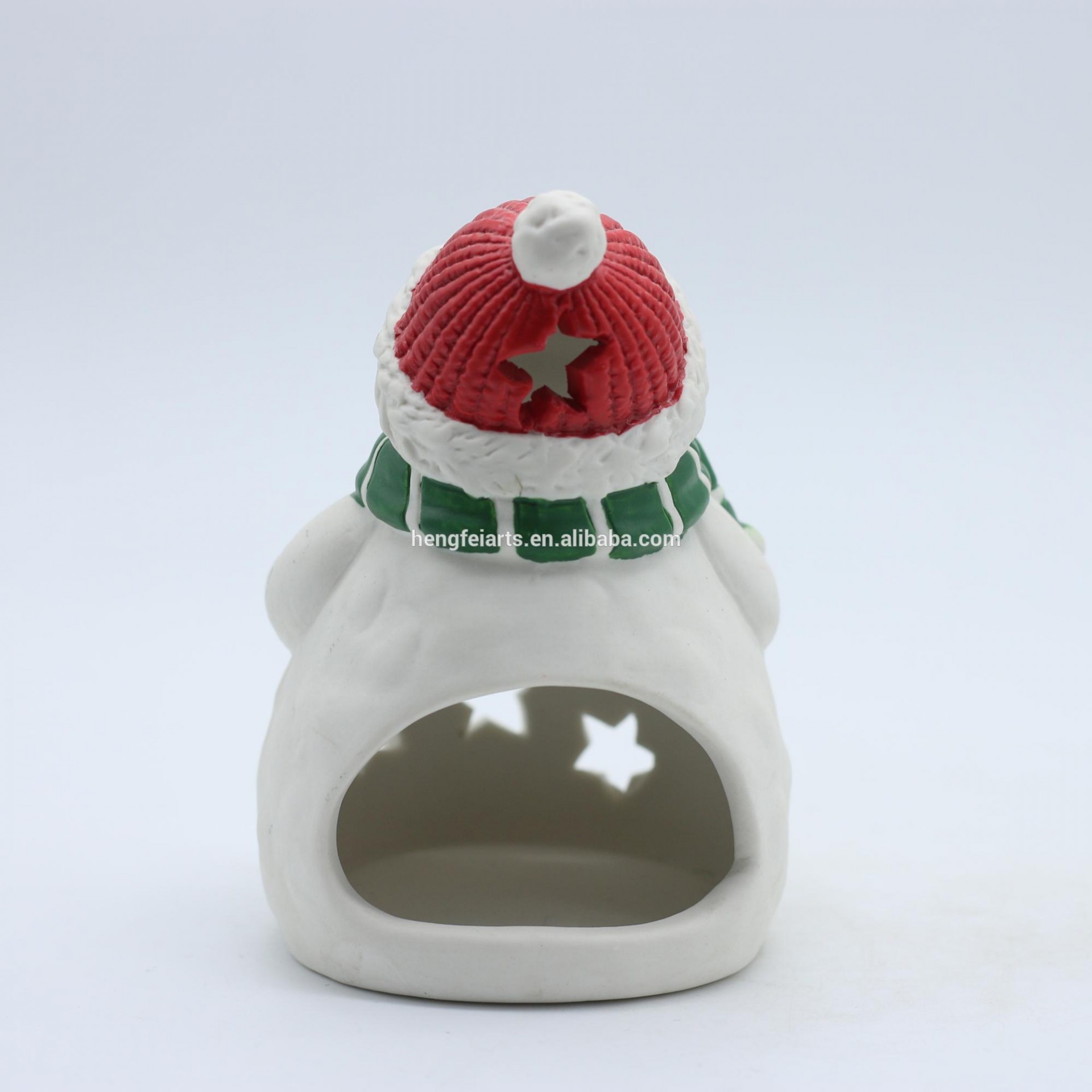 Ceramic snowman ornaments crafts tealight christmas candle holder