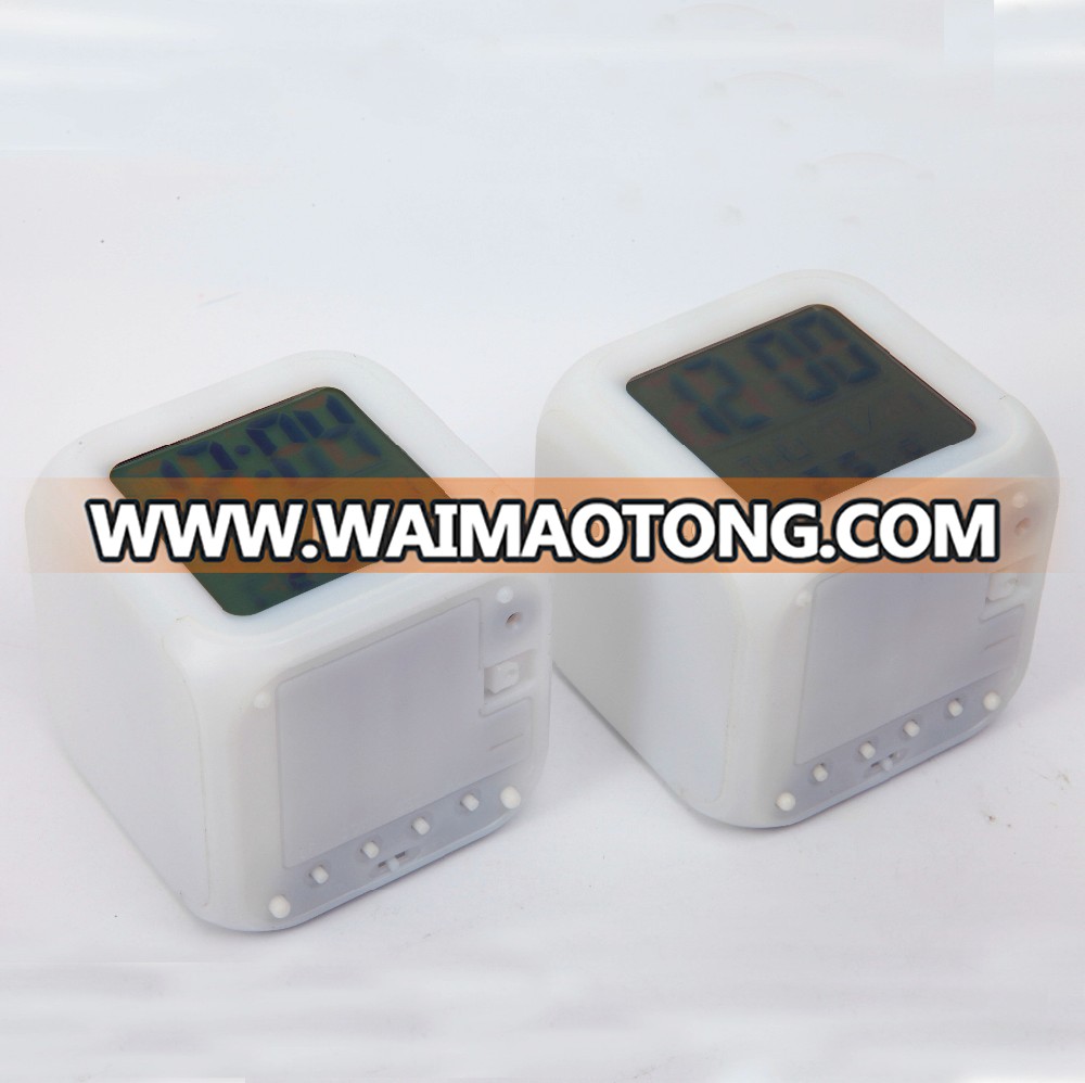 Mini Glowing LED Color Change Pretty Digital Cube Alarm Clock