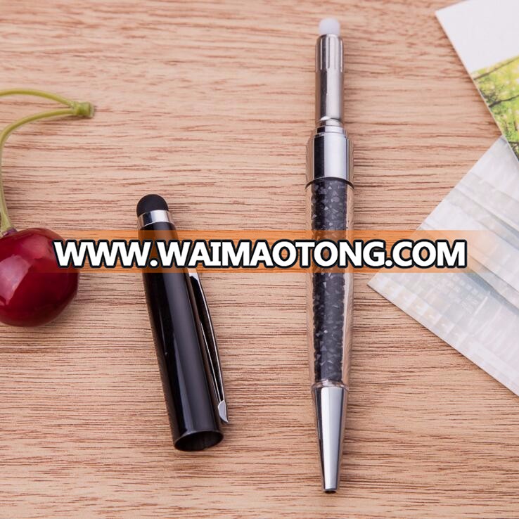 crystal promotional advertisement business signature of ballpen with touch screen head stylus ballpoint pen