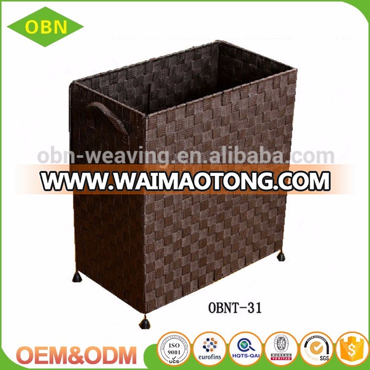 China supplier customized stackable nylon woven hamper collapsible folding laundry basket