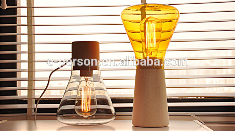 Modern Lighting Decorative industrial Wood Base Bulb Table Lamp