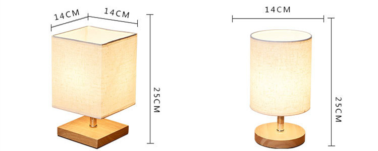 Modern Small Night Light Wooden Fabric Simple Desk Lamp For Bedroom