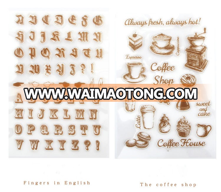 Silicone stamp chromatic alphabet number stationery pattern clear stamps scrapbooking