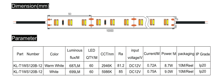 3014 120led/m CCT LED Strip Light