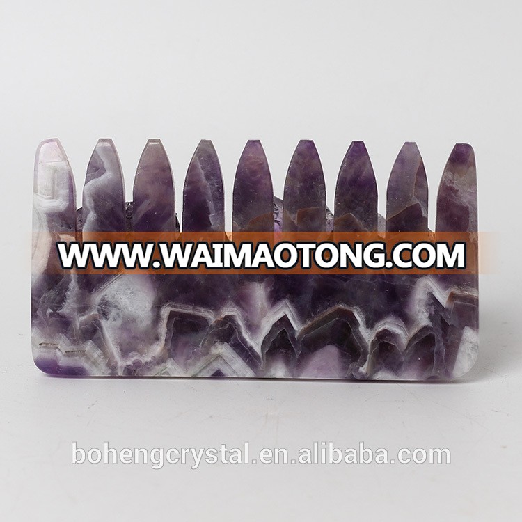 Wholesale Crystal Hair Massage Combs Natural Quartz and Amethyst Quartz Crystal Hair Combs for healing