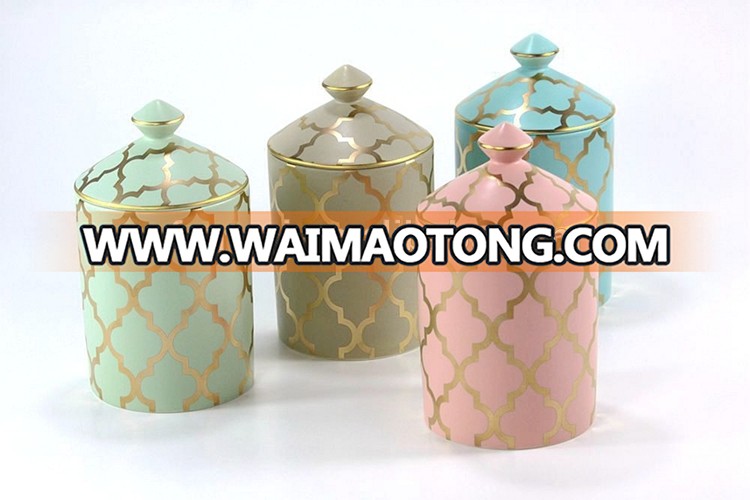 empty ceramic candle jar for luxury decorative scent candle