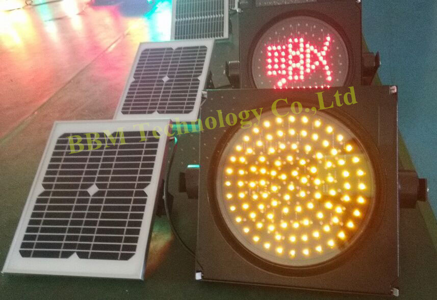 300mm amber led warning light with solar power