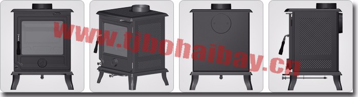 Indoor freestanding wood burning black or gray surface spray paint cast iron stove