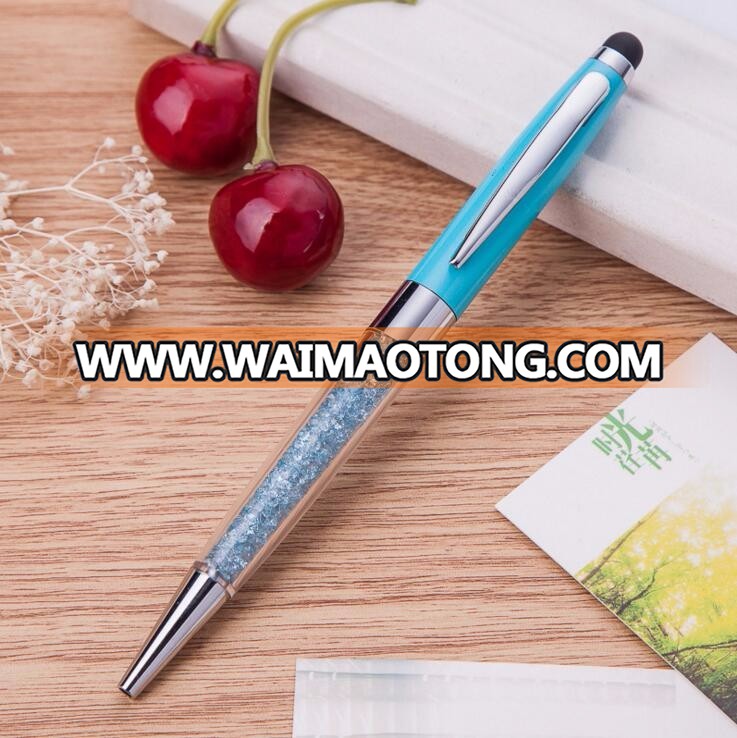 crystal promotional advertisement business signature of ballpen with touch screen head stylus ballpoint pen