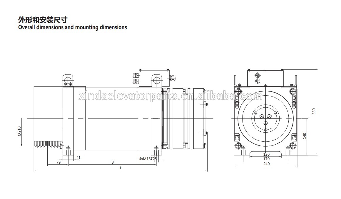 WYJ140 Mini size Gearless Traction Machine / Motor For Lift / Elevator