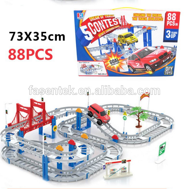 kids toys festive gifts Two layer Spiral Track Roller Coaster Toy Electric Rail Car for Child Gift