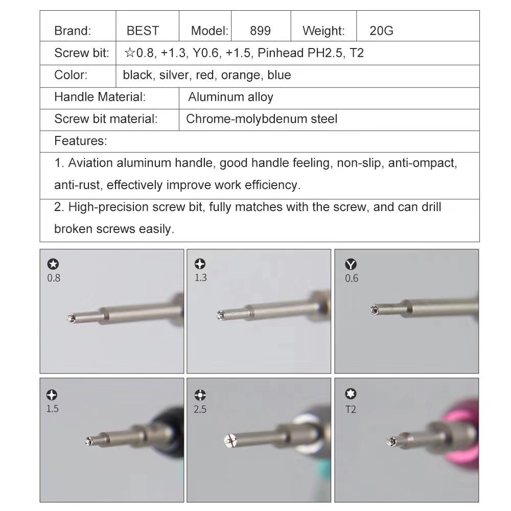 High Precision BEST-899 Screwdriver Set for Mobile Phone Laptop Watch Camera Repair