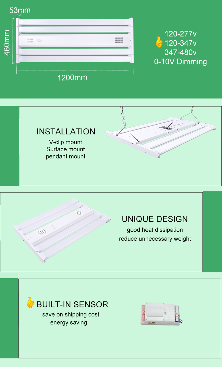 ETL DLC Approval 4ft Warehouse Industrial Light LED Linear High Bay 321w 420w