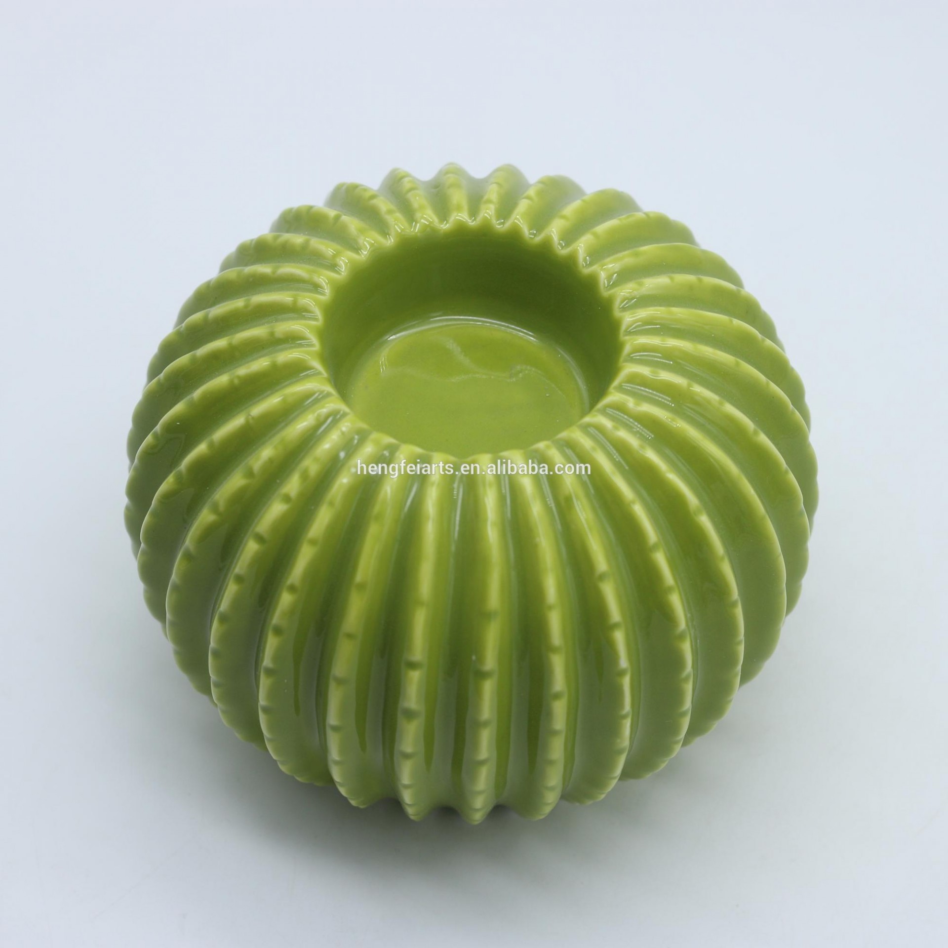 green cactus design desktop decorative ceramic candle holder