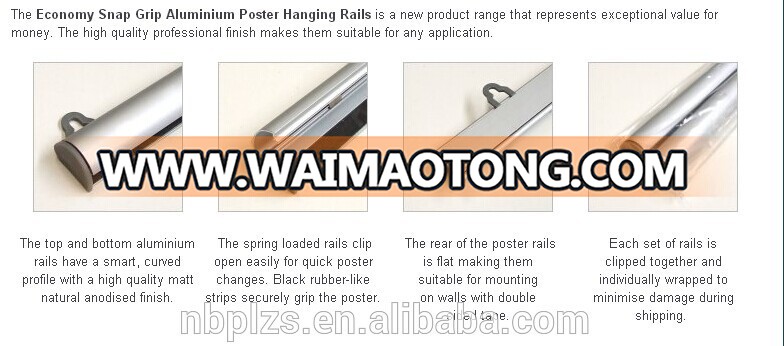 Banner poster rails,aluminum poster hanger,poster hanging clip