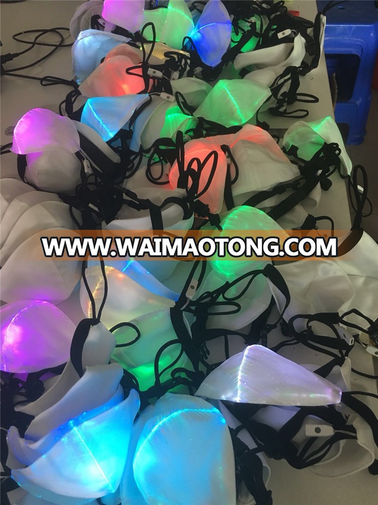 PoeticExst Factory sale 7 Color Lights Changing Waterproof Face Fiber Carnival Light Up Rave Mask