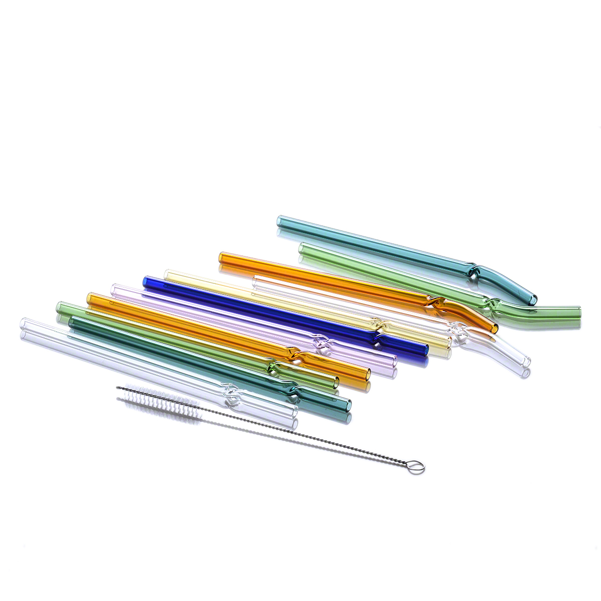 Handmade Borosilicate Straight Glass Straws Bent Glass Drinking Straws Colored