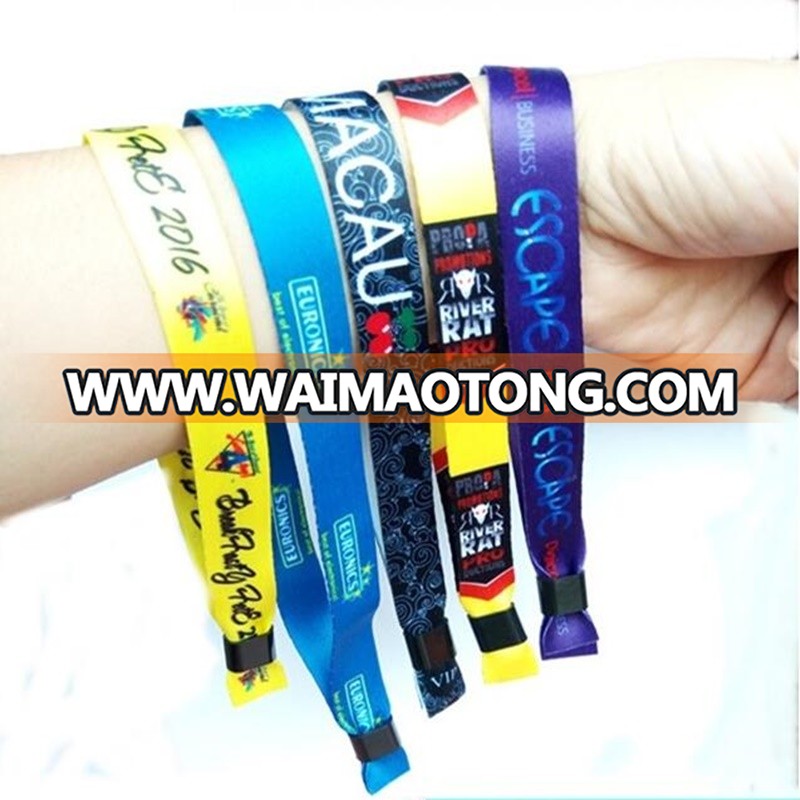 HXY Custom Woven Fabric Bracelet With Plastic Closure For Music Festival