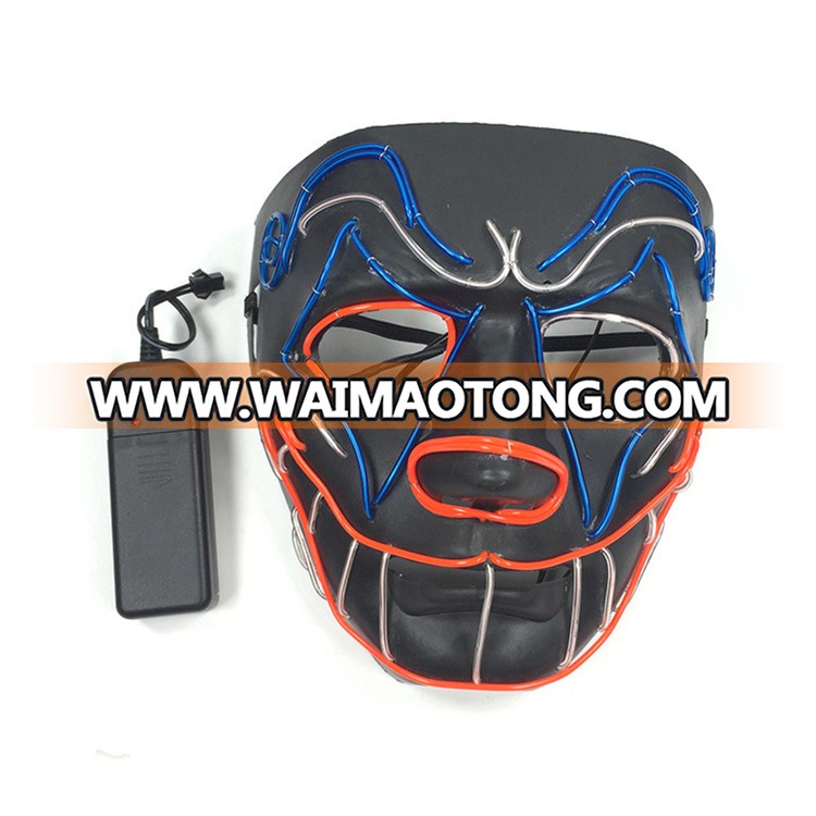 PoeticExst Hard Plastic Men Halloween Costume Mask Full Face EL Wire Music Control Flashing Neon Party Led Mask