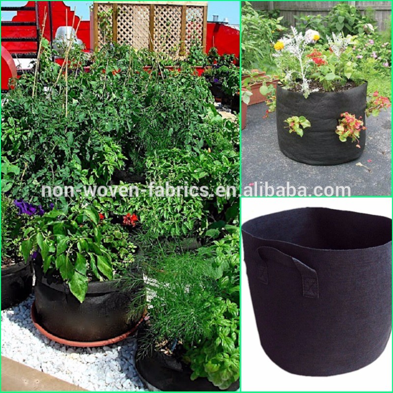 Black brown nonwoven fabric root pouch nursery pot used for gardening