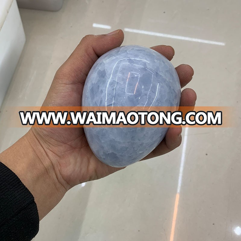 Wholesale natural blue celestite ore polished undrilled crystal yoni eggs healing for sale