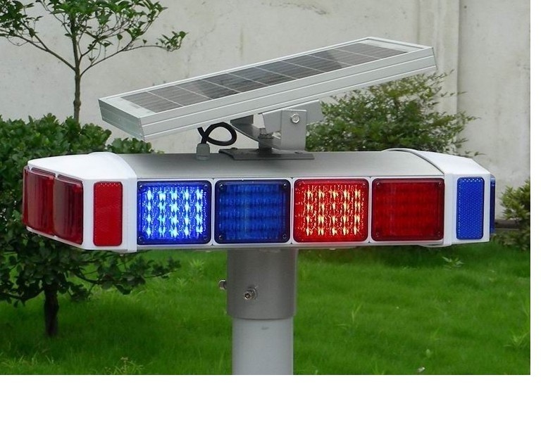 Aluminum alloy shell red blue flashing solar LED traffic road light