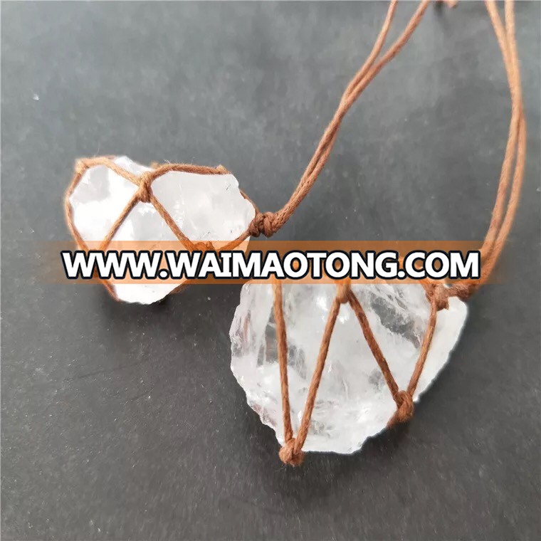 Hot handmade raw stone pendant clear crystal pendant