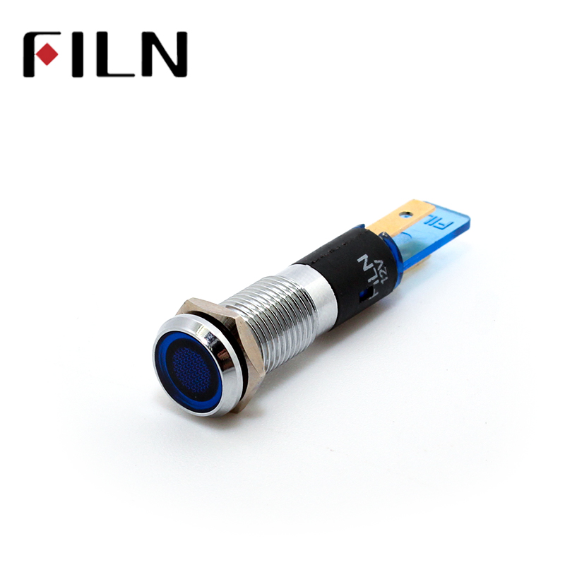 FILN 8mm indicator light signal lamp red yellow blue green white led indicator light 24v 220v flat head led metal signal lamp