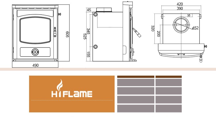 New designed HiFlame wood stove with water jacket